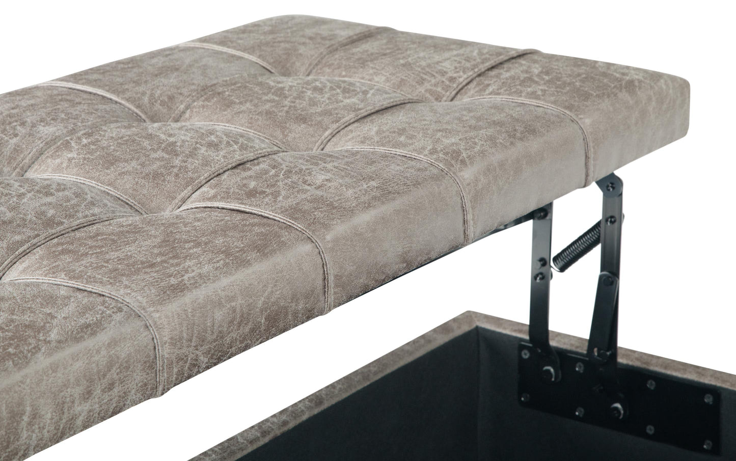 Distressed Grey Taupe Distressed Vegan Leather | Harrison Coffee Table Storage Ottoman
