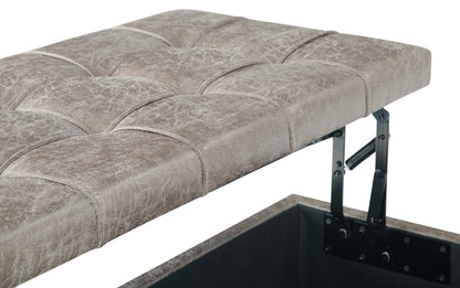 Distressed Grey Taupe Distressed Vegan Leather | Harrison Coffee Table Storage Ottoman