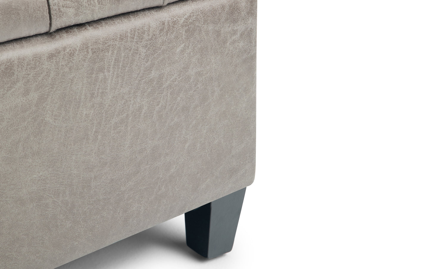 Distressed Grey Taupe Distressed Vegan Leather | Harrison Coffee Table Storage Ottoman