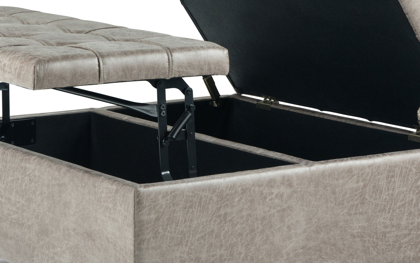 Distressed Grey Taupe Distressed Vegan Leather | Harrison Coffee Table Storage Ottoman