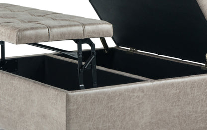 Distressed Grey Taupe Distressed Vegan Leather | Harrison Coffee Table Storage Ottoman