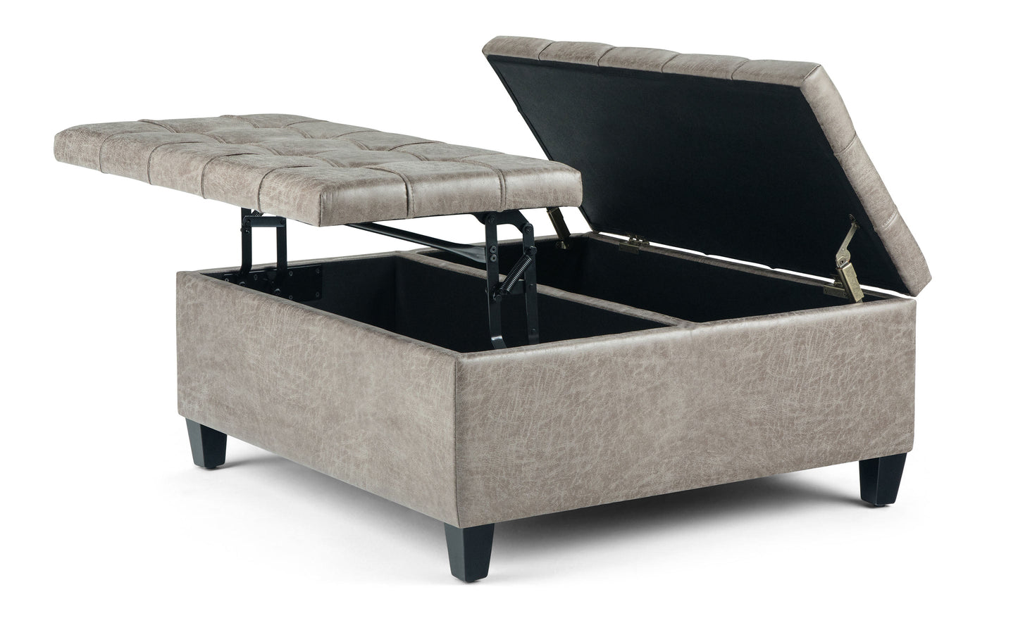 Distressed Grey Taupe Distressed Vegan Leather | Harrison Coffee Table Storage Ottoman