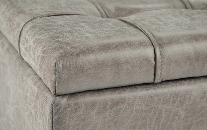 Distressed Grey Taupe Distressed Vegan Leather | Harrison Coffee Table Storage Ottoman