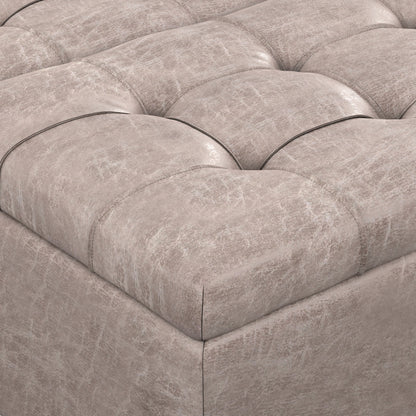 Distressed Grey Taupe Distressed Vegan Leather | Harrison Coffee Table Storage Ottoman