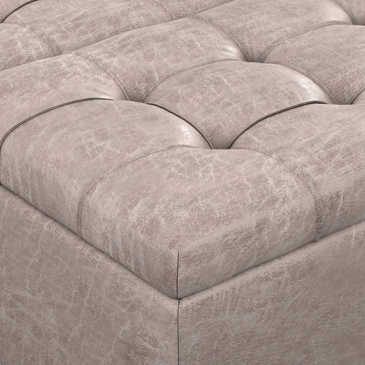 Distressed Grey Taupe Distressed Vegan Leather | Harrison Coffee Table Storage Ottoman