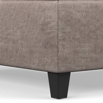 Distressed Grey Taupe Distressed Vegan Leather | Harrison Coffee Table Storage Ottoman