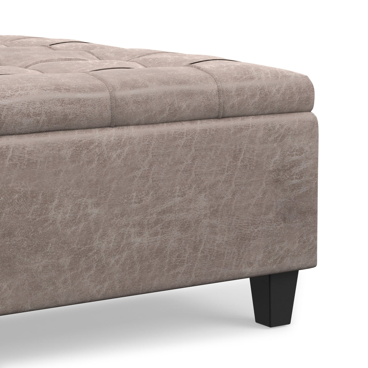 Distressed Grey Taupe Distressed Vegan Leather | Harrison Coffee Table Storage Ottoman