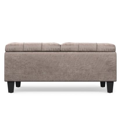 Distressed Grey Taupe Distressed Vegan Leather | Harrison Coffee Table Storage Ottoman