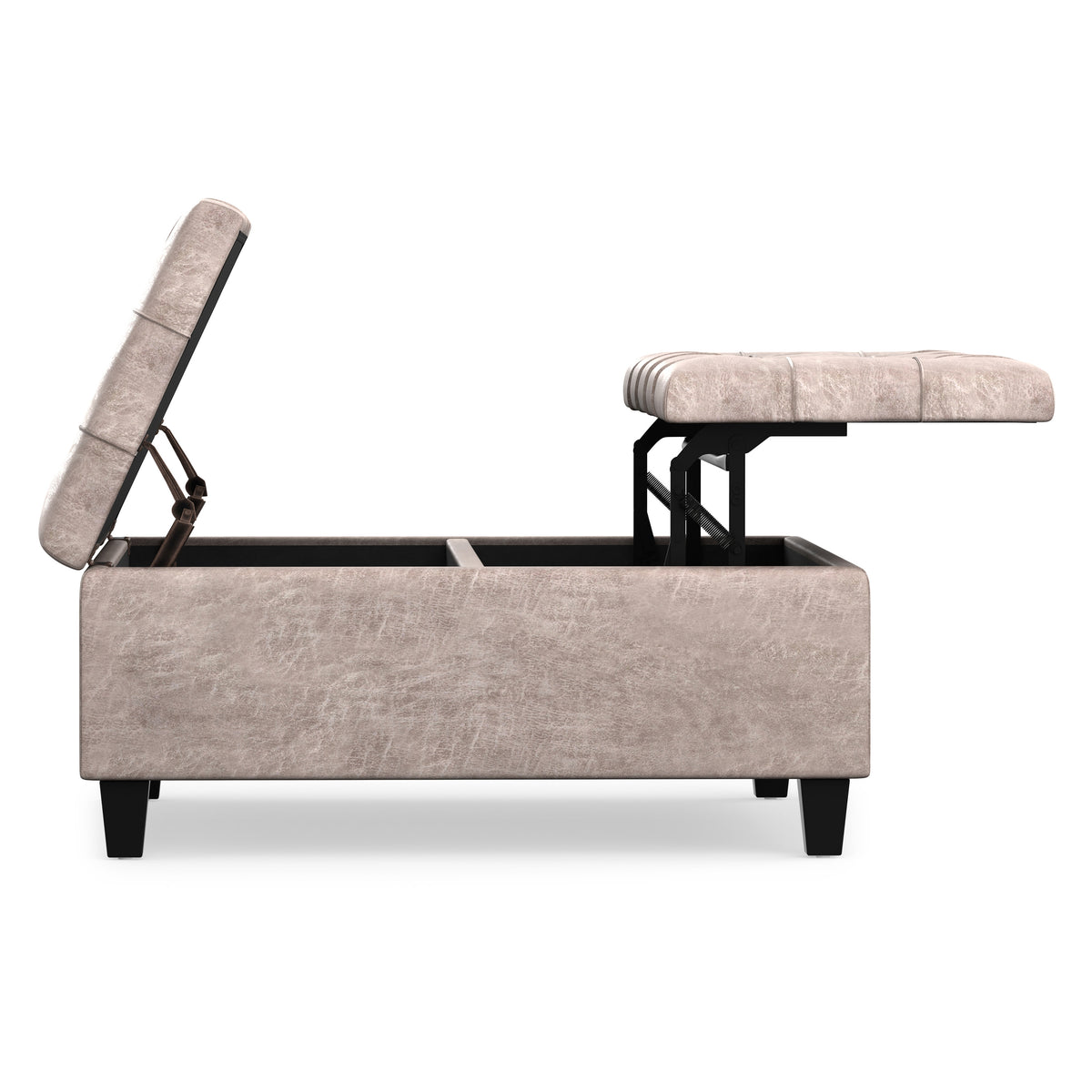 Distressed Grey Taupe Distressed Vegan Leather | Harrison Coffee Table Storage Ottoman