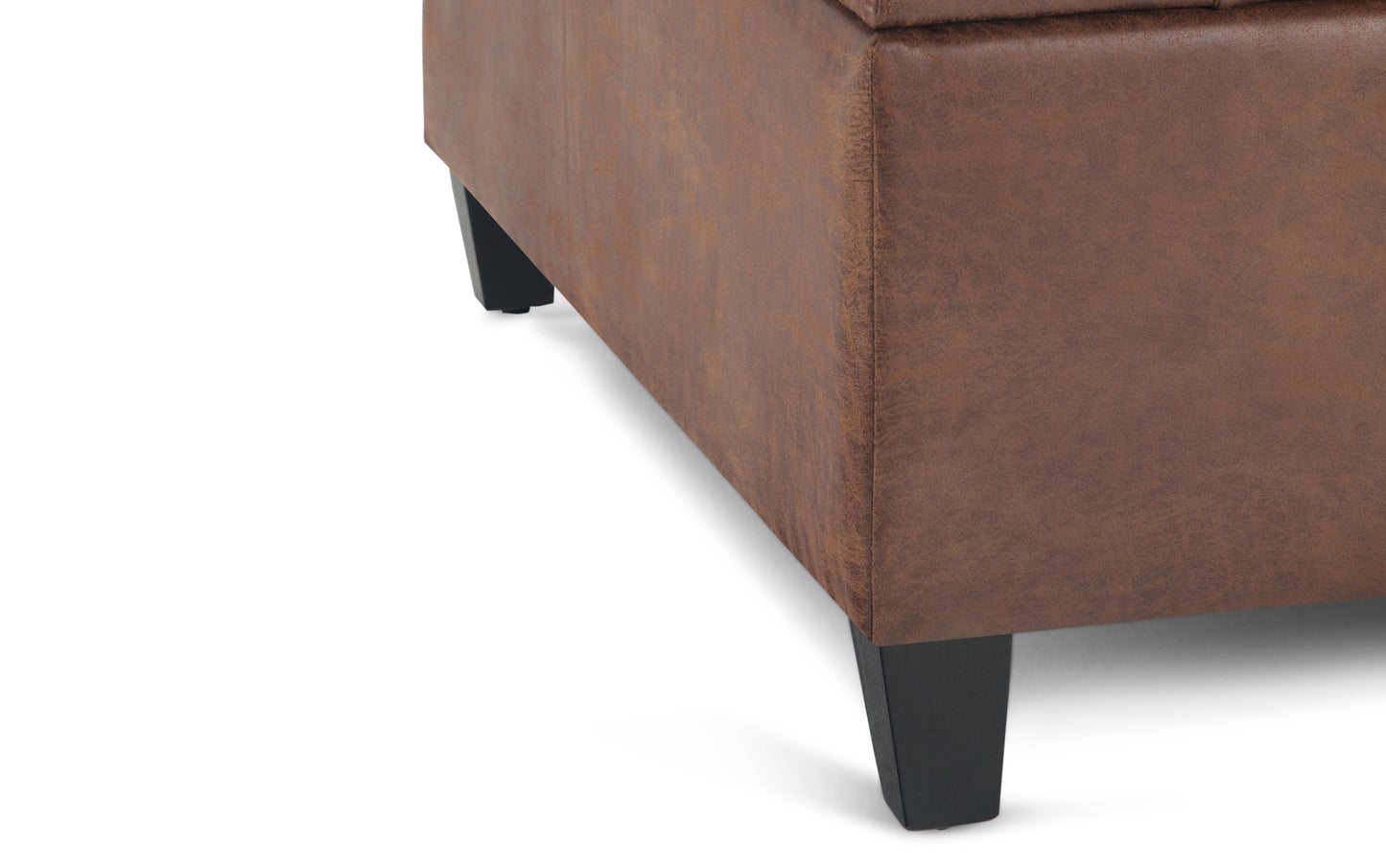 Distressed Umber Brown Distressed Vegan Leather | Harrison Coffee Table Storage Ottoman