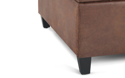 Distressed Umber Brown Distressed Vegan Leather | Harrison Coffee Table Storage Ottoman