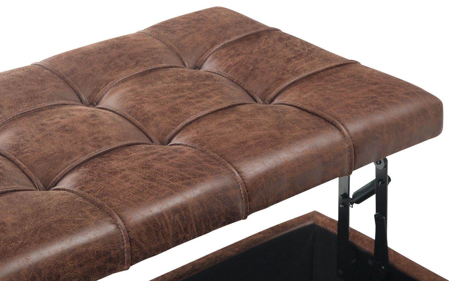 Distressed Umber Brown Distressed Vegan Leather | Harrison Coffee Table Storage Ottoman