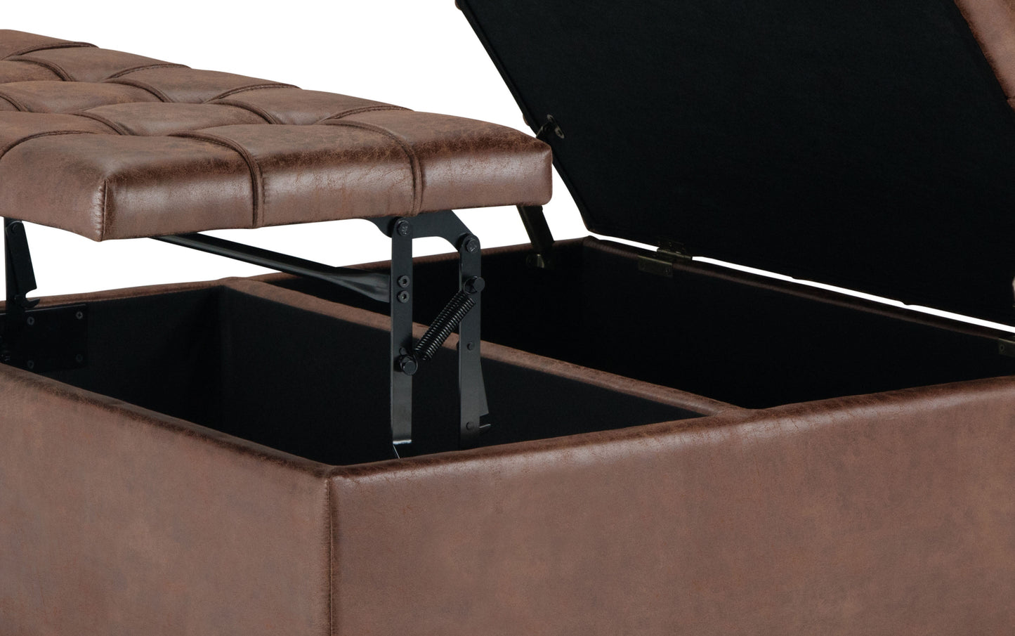 Distressed Umber Brown Distressed Vegan Leather | Harrison Coffee Table Storage Ottoman