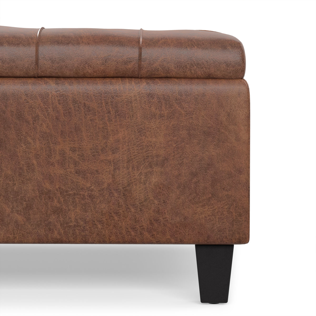 Distressed Saddle Brown Distressed Vegan Leather | Harrison Coffee Table Storage Ottoman