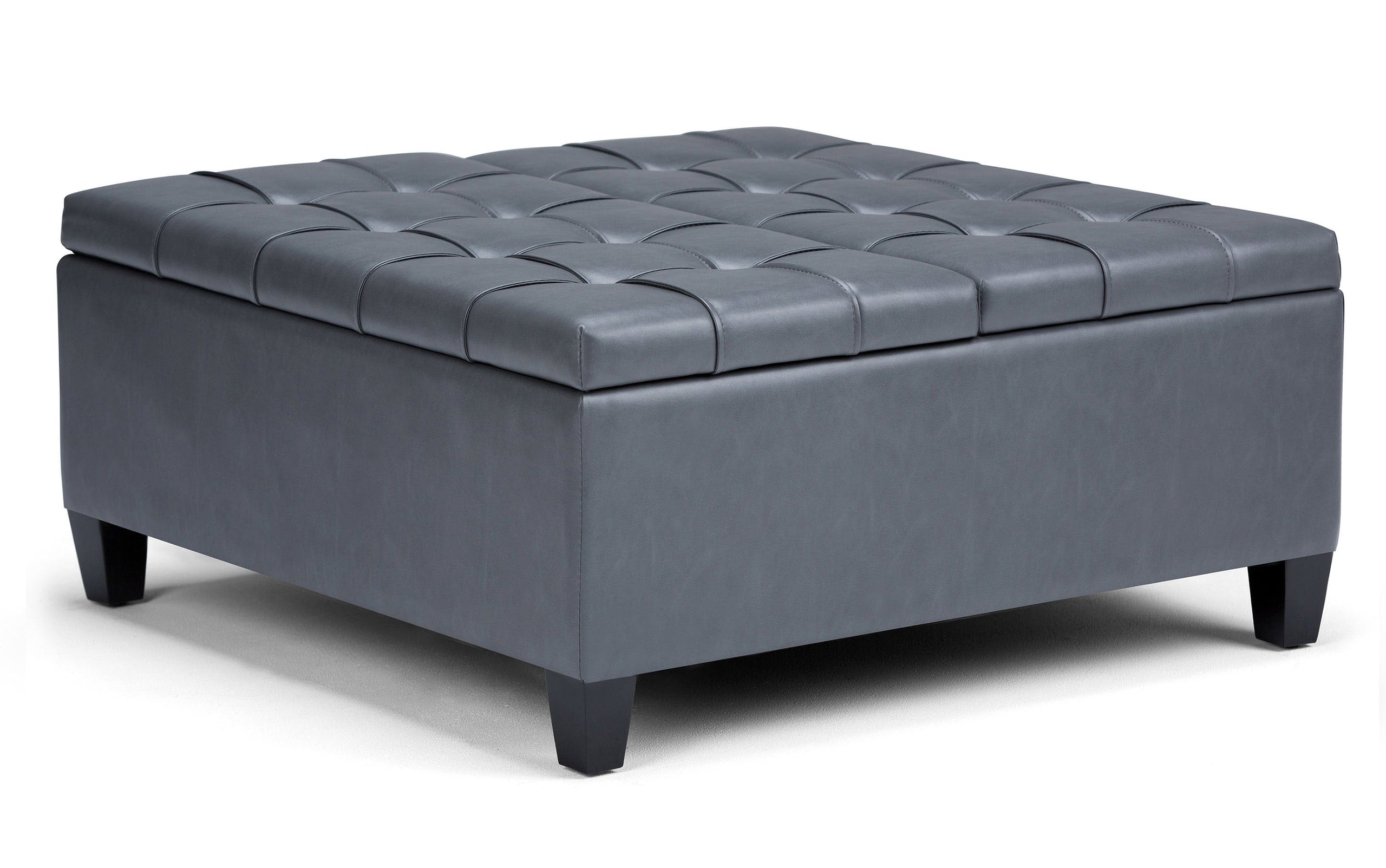 Stone Grey Vegan Leather | Harrison Coffee Table Storage Ottoman