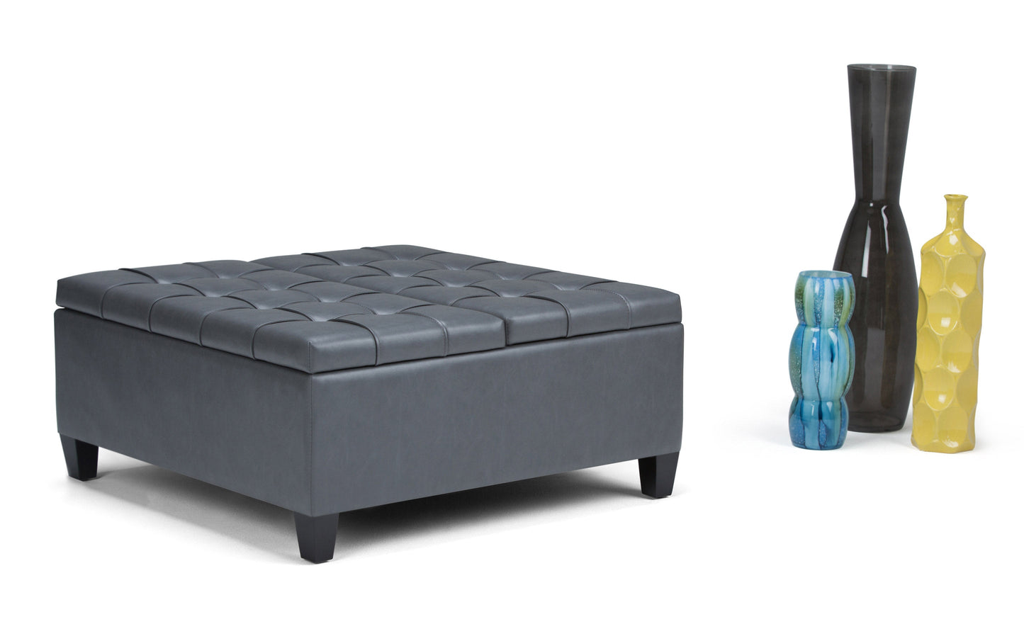 Stone Grey Vegan Leather | Harrison Coffee Table Storage Ottoman