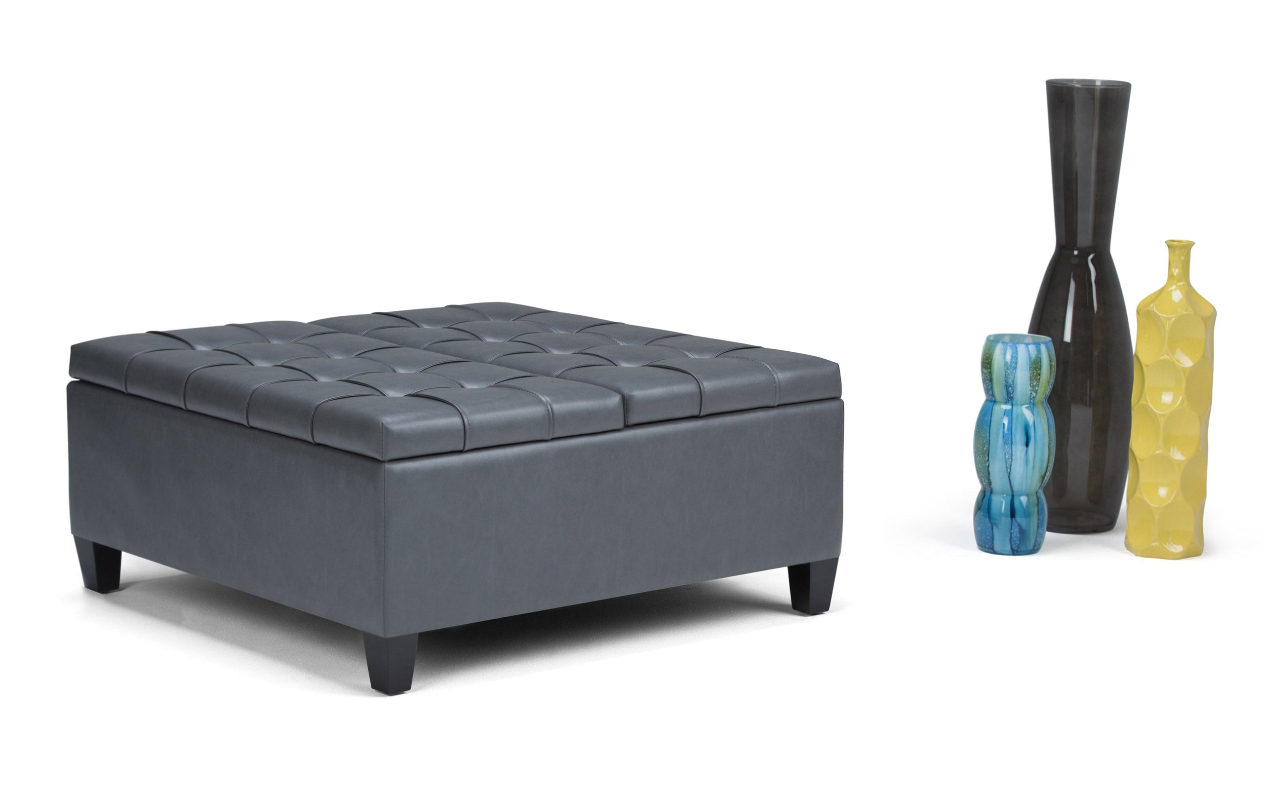 Stone Grey Vegan Leather | Harrison Coffee Table Storage Ottoman
