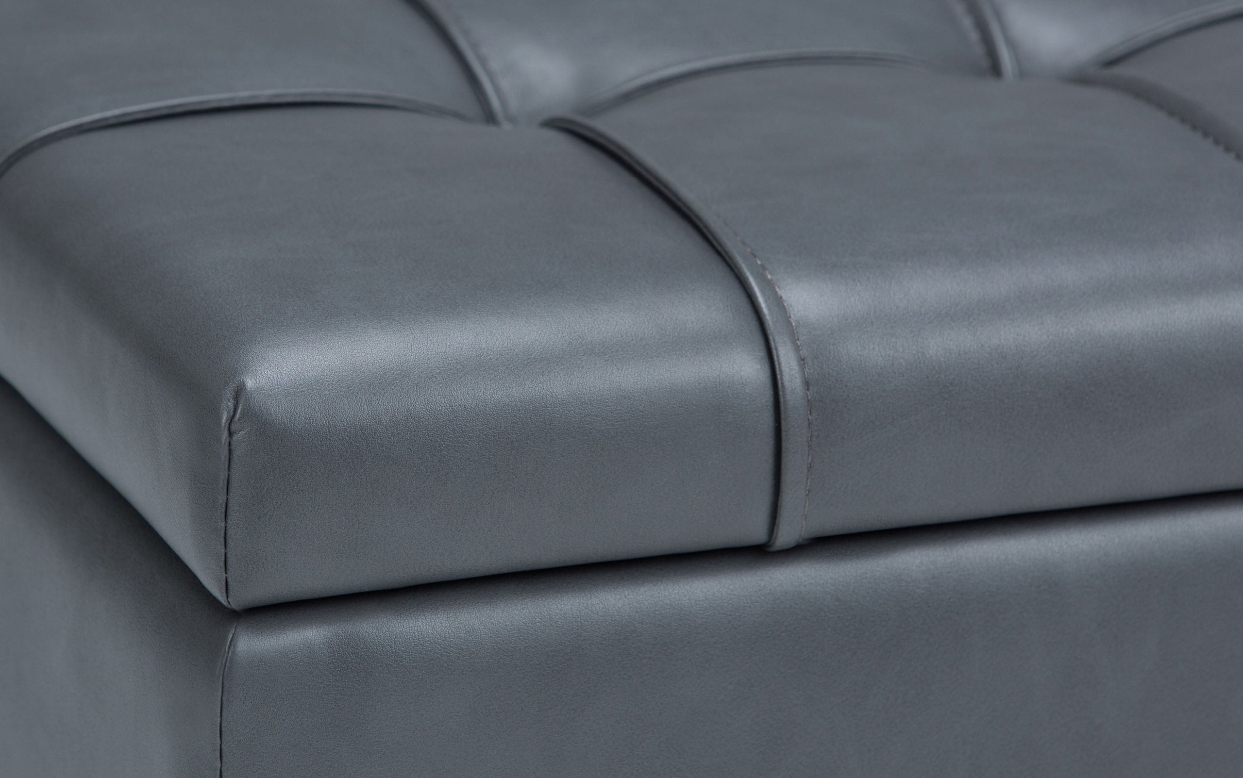 Stone Grey Vegan Leather | Harrison Coffee Table Storage Ottoman