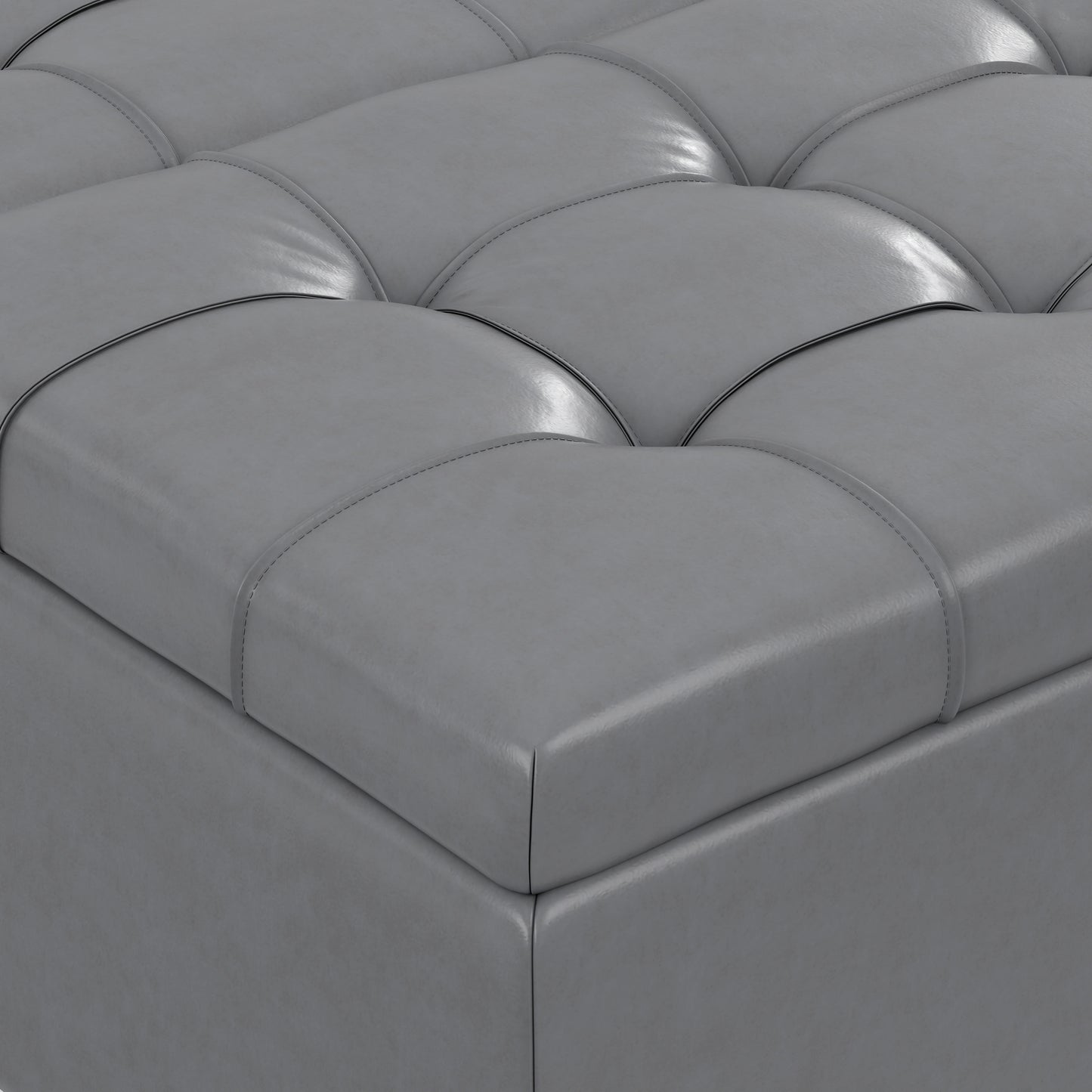 Stone Grey Vegan Leather | Harrison Coffee Table Storage Ottoman