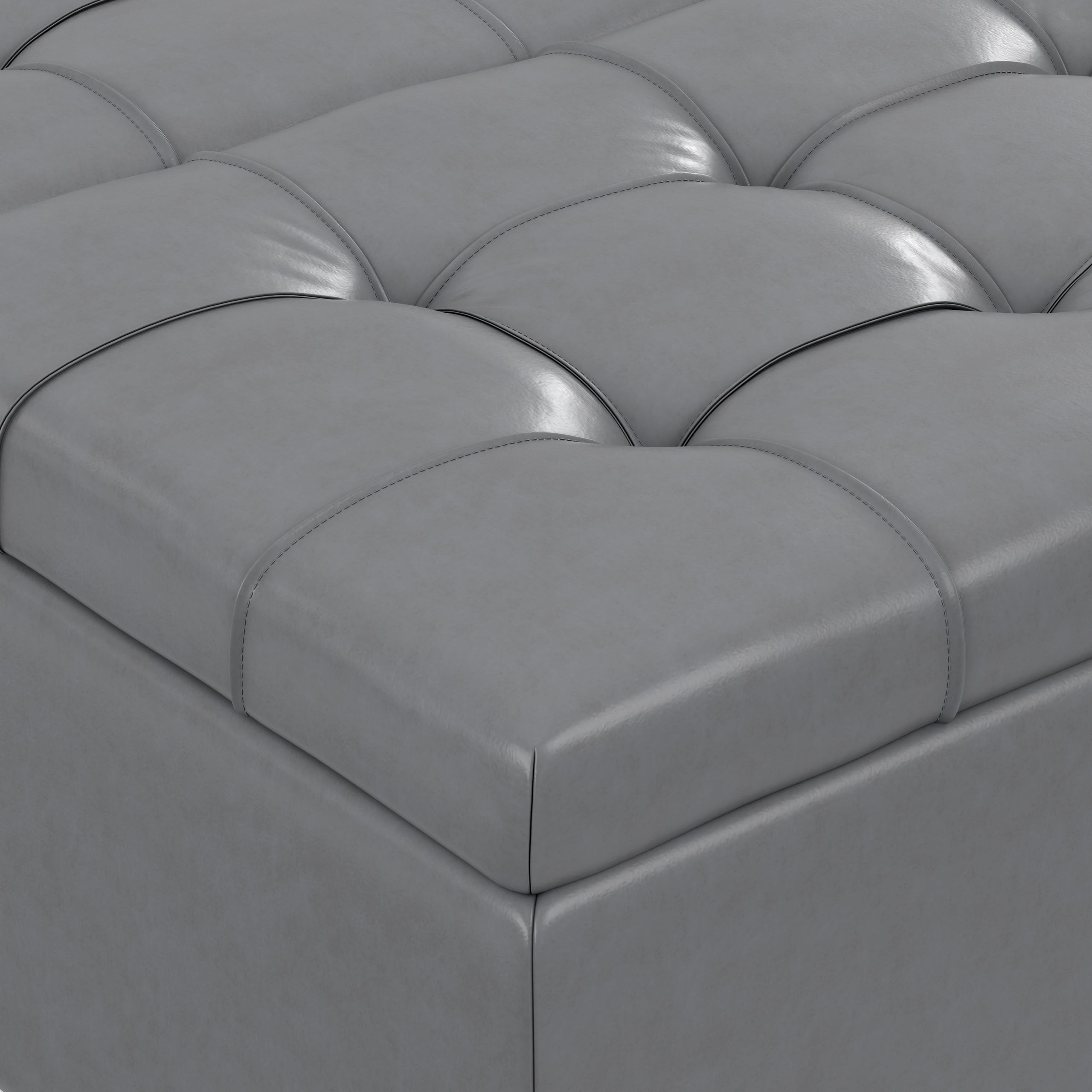 Stone Grey Vegan Leather | Harrison Coffee Table Storage Ottoman