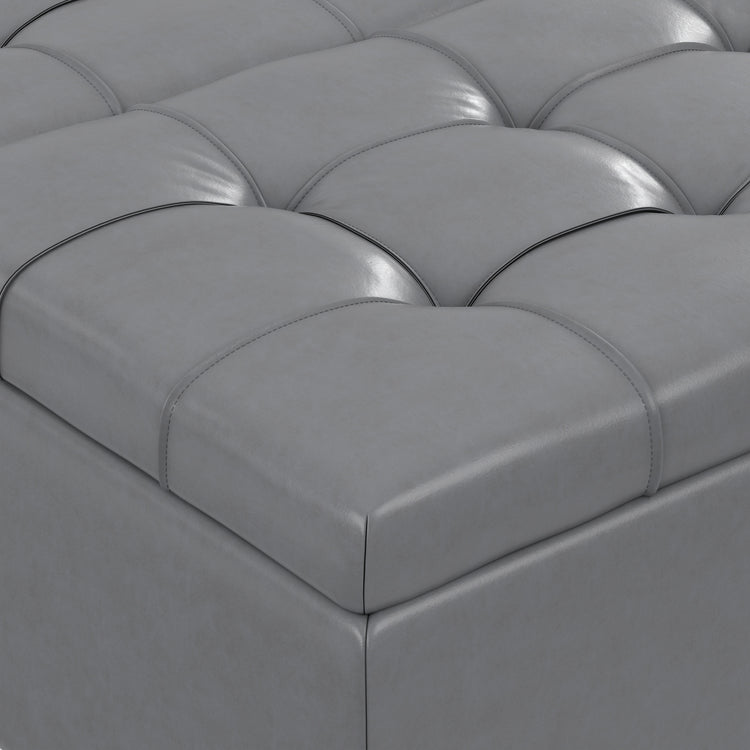 Stone Grey Vegan Leather | Harrison Coffee Table Storage Ottoman