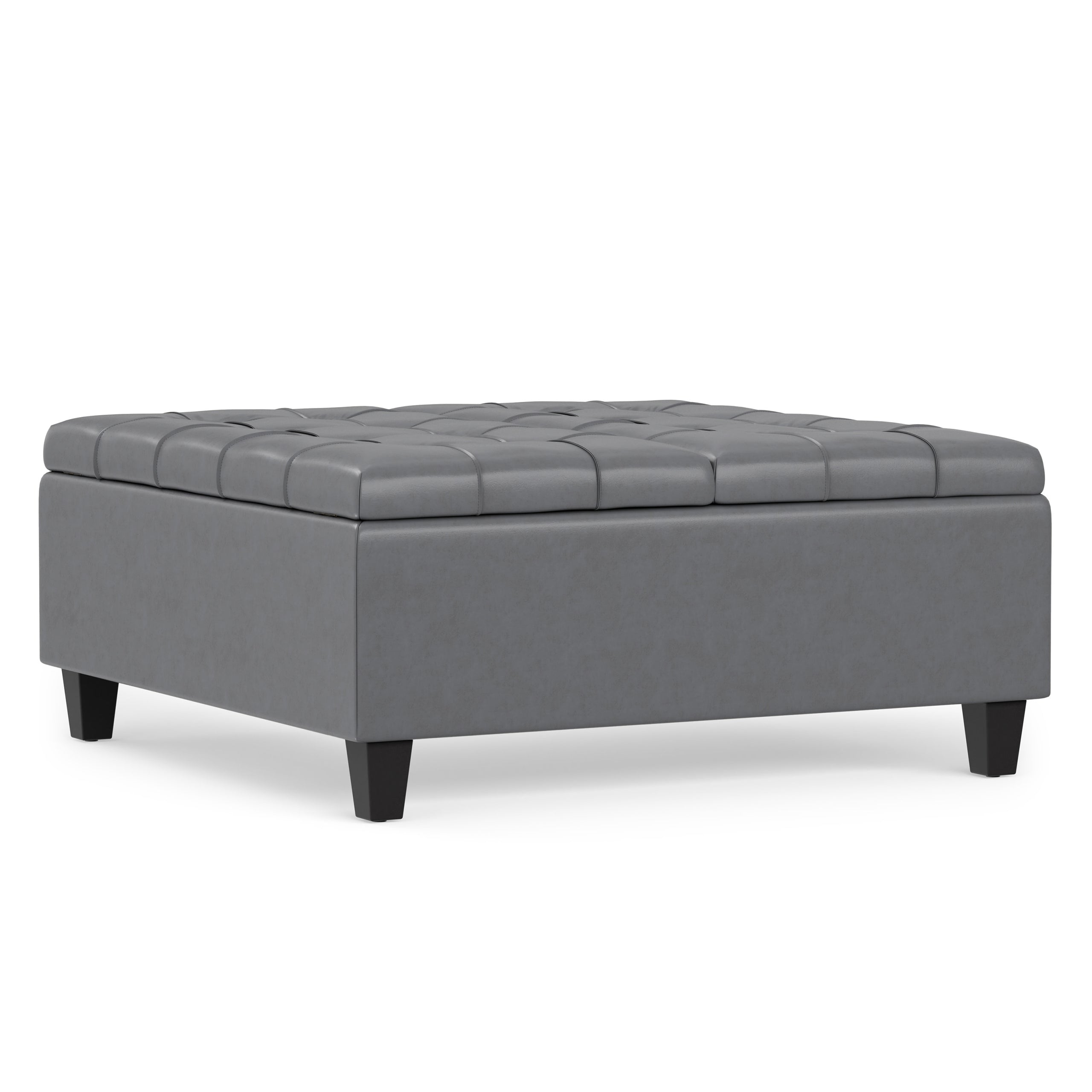 Stone Grey Vegan Leather | Harrison Coffee Table Storage Ottoman