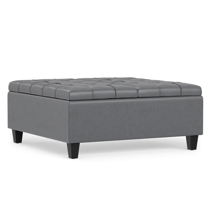 Stone Grey Vegan Leather | Harrison Coffee Table Storage Ottoman