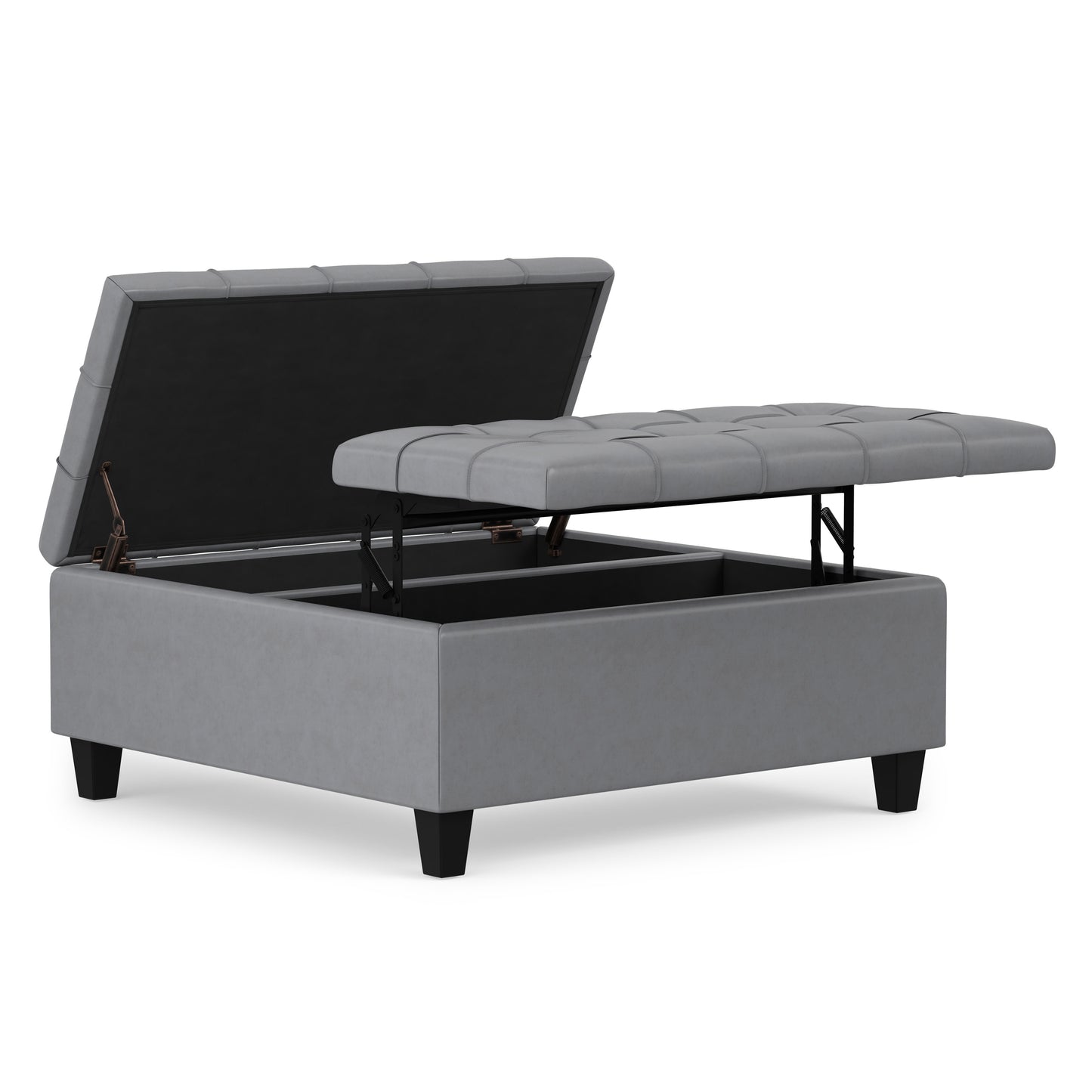 Stone Grey Vegan Leather | Harrison Coffee Table Storage Ottoman