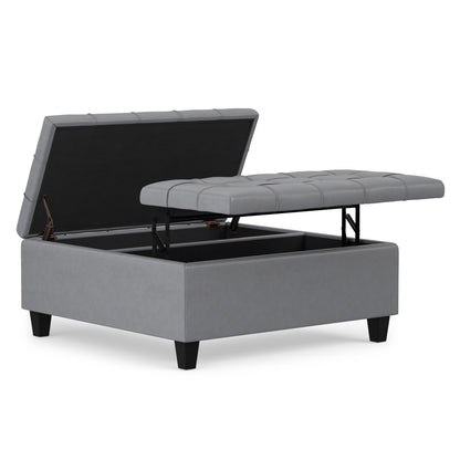 Stone Grey Vegan Leather | Harrison Coffee Table Storage Ottoman
