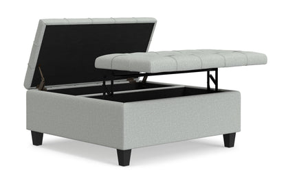 Light Stone Grey Linen Style Fabric | Harrison Coffee Table Storage Ottoman