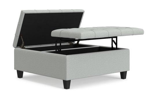 Light Stone Grey Linen Style Fabric | Harrison Coffee Table Storage Ottoman