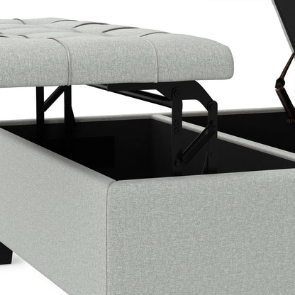 Light Stone Grey Linen Style Fabric | Harrison Coffee Table Storage Ottoman