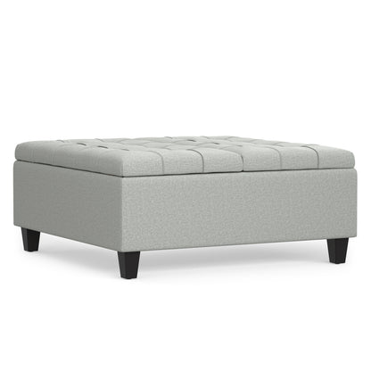 Light Stone Grey Linen Style Fabric | Harrison Coffee Table Storage Ottoman