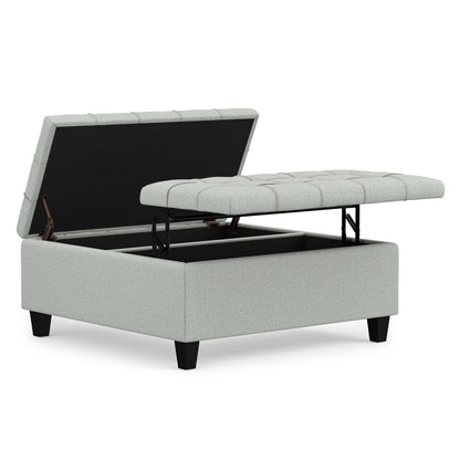 Light Stone Grey Linen Style Fabric | Harrison Coffee Table Storage Ottoman