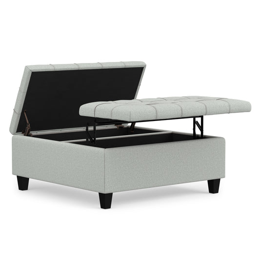 Light Stone Grey Linen Style Fabric | Harrison Coffee Table Storage Ottoman