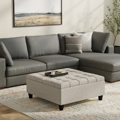 Platinum Tweed Style Fabric | Harrison Coffee Table Ottoman in Tweed