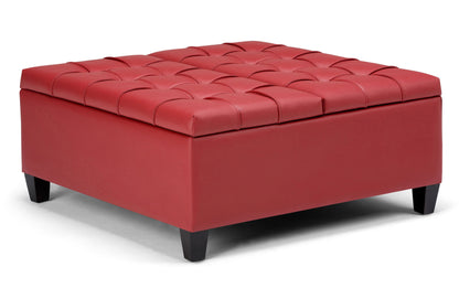 Crimson Red Vegan Leather | Harrison Coffee Table Storage Ottoman