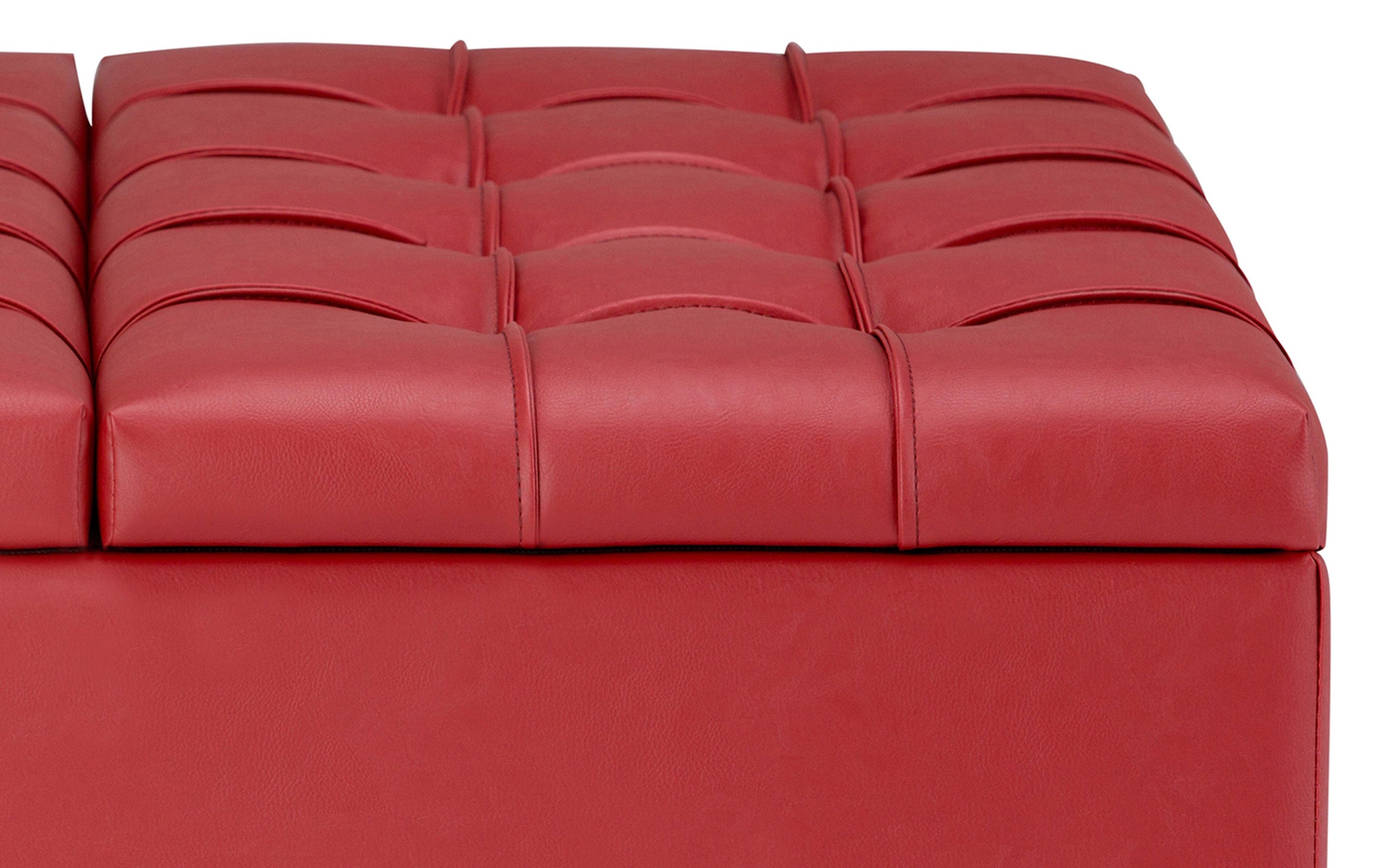 Crimson Red Vegan Leather | Harrison Coffee Table Storage Ottoman