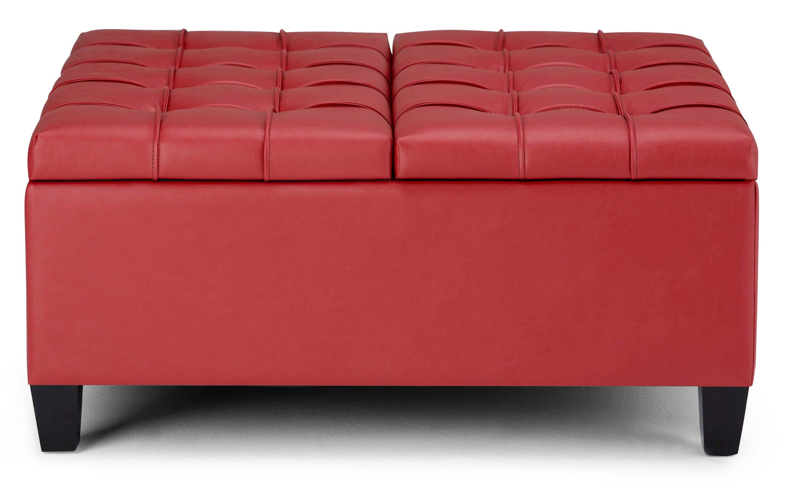 Crimson Red Vegan Leather | Harrison Coffee Table Storage Ottoman