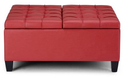 Crimson Red Vegan Leather | Harrison Coffee Table Storage Ottoman