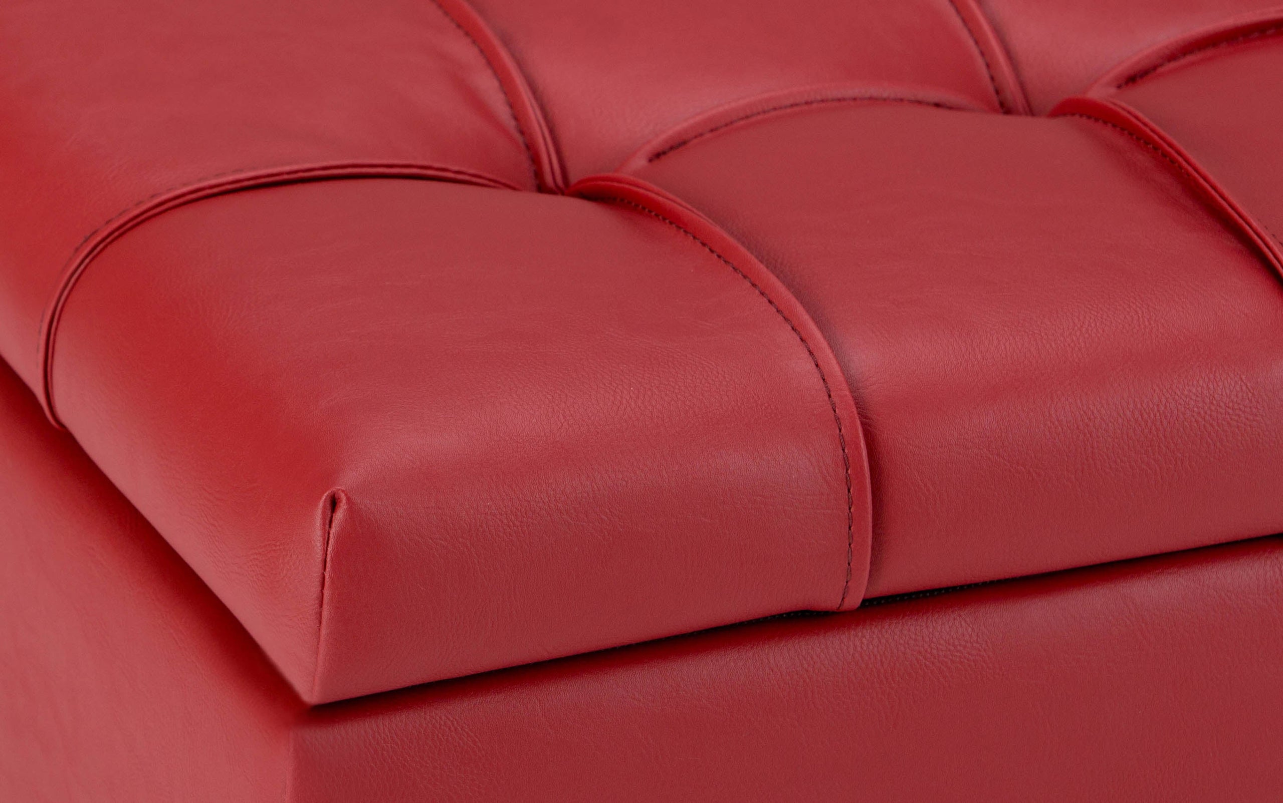 Crimson Red Vegan Leather | Harrison Coffee Table Storage Ottoman