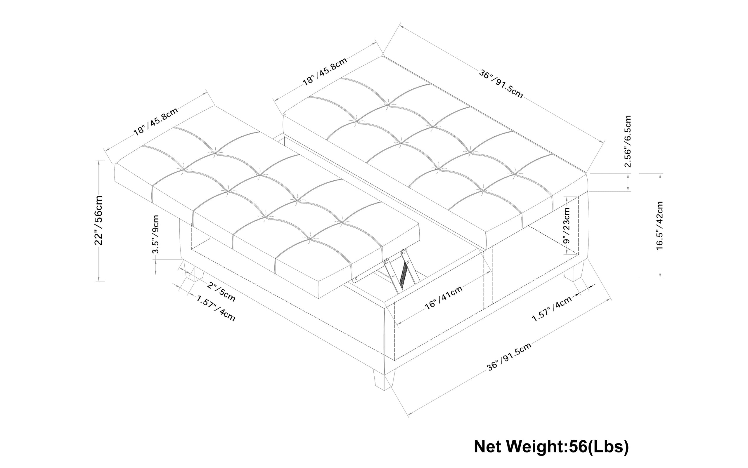 Crimson Red Vegan Leather | Harrison Coffee Table Storage Ottoman