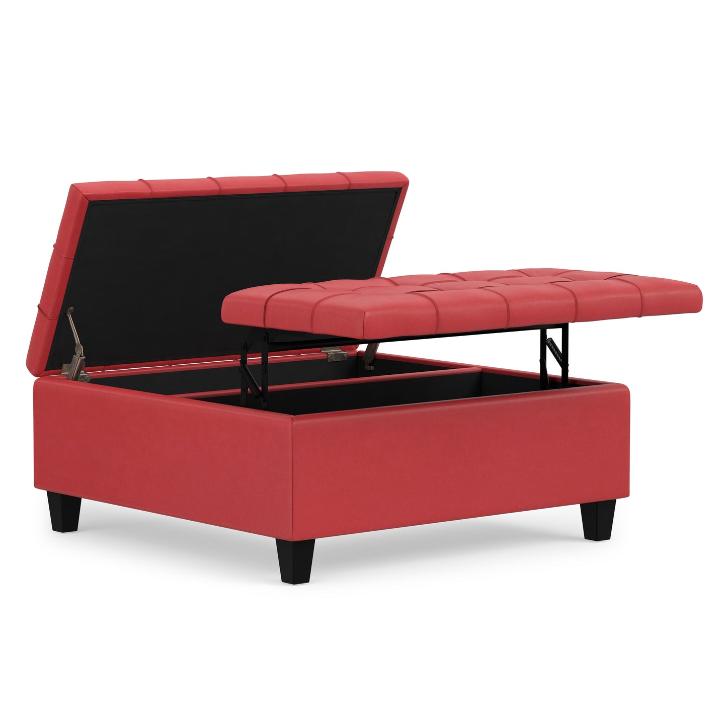 Red Vegan Leather | Harrison Coffee Table Storage Ottoman