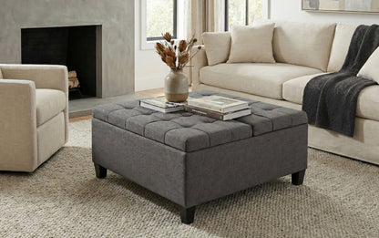 Slate Grey Linen Style Fabric | Harrison Coffee Table Storage Ottoman