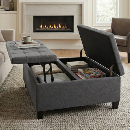 Slate Grey Linen Style Fabric | Harrison Coffee Table Storage Ottoman