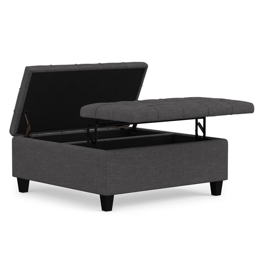 Slate Grey Linen Style Fabric | Harrison Coffee Table Storage Ottoman