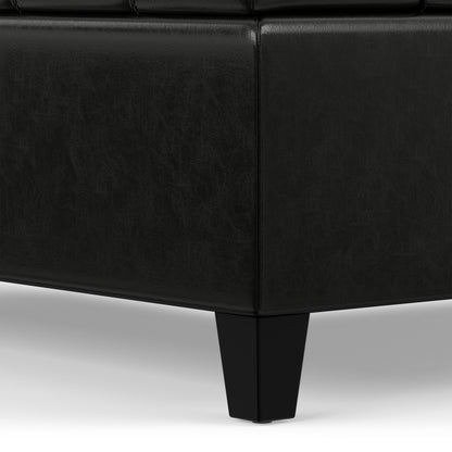 Midnight Black Vegan Leather | Harrison Large Square Coffee Table Storage Ottoman