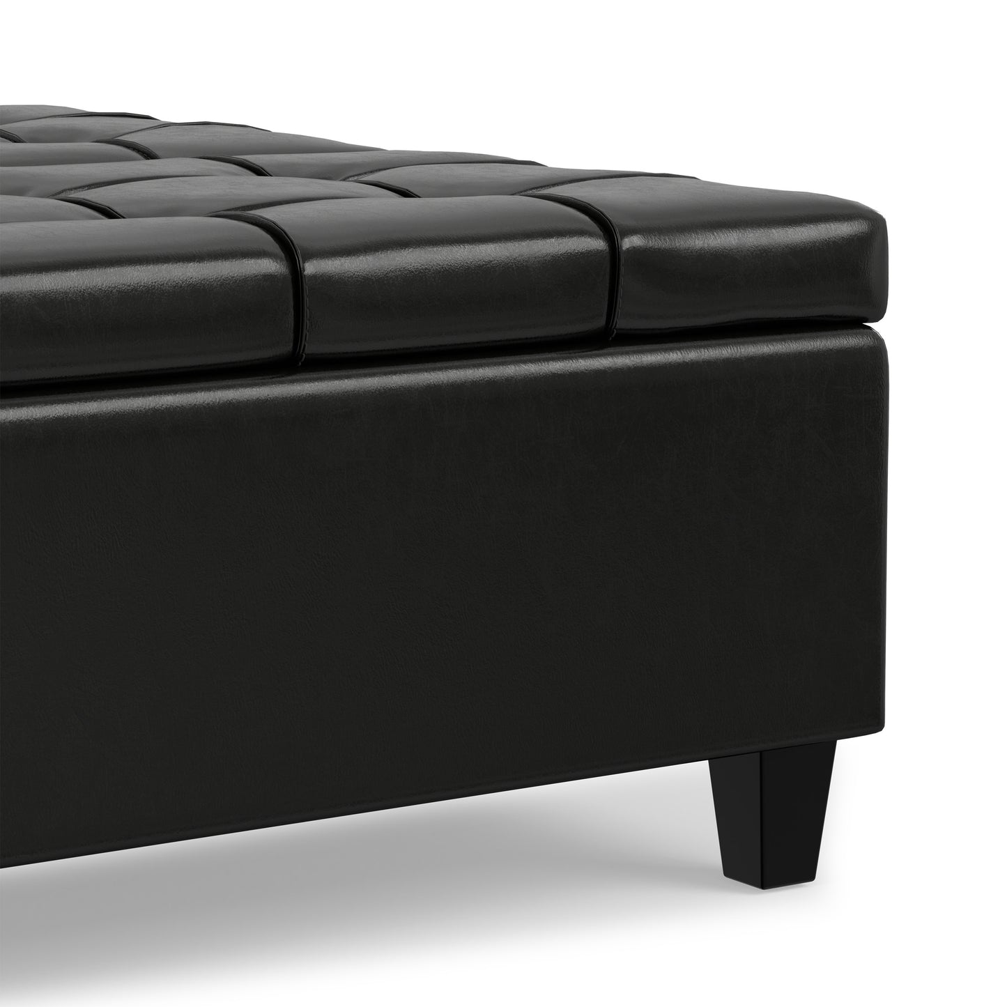 Midnight Black Vegan Leather | Harrison Large Square Coffee Table Storage Ottoman
