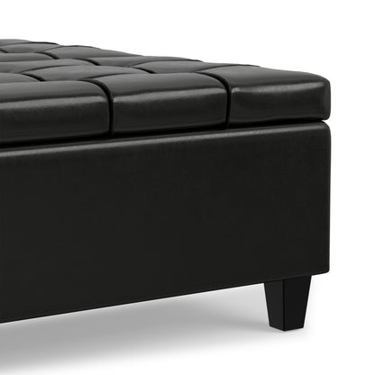 Midnight Black Vegan Leather | Harrison Large Square Coffee Table Storage Ottoman