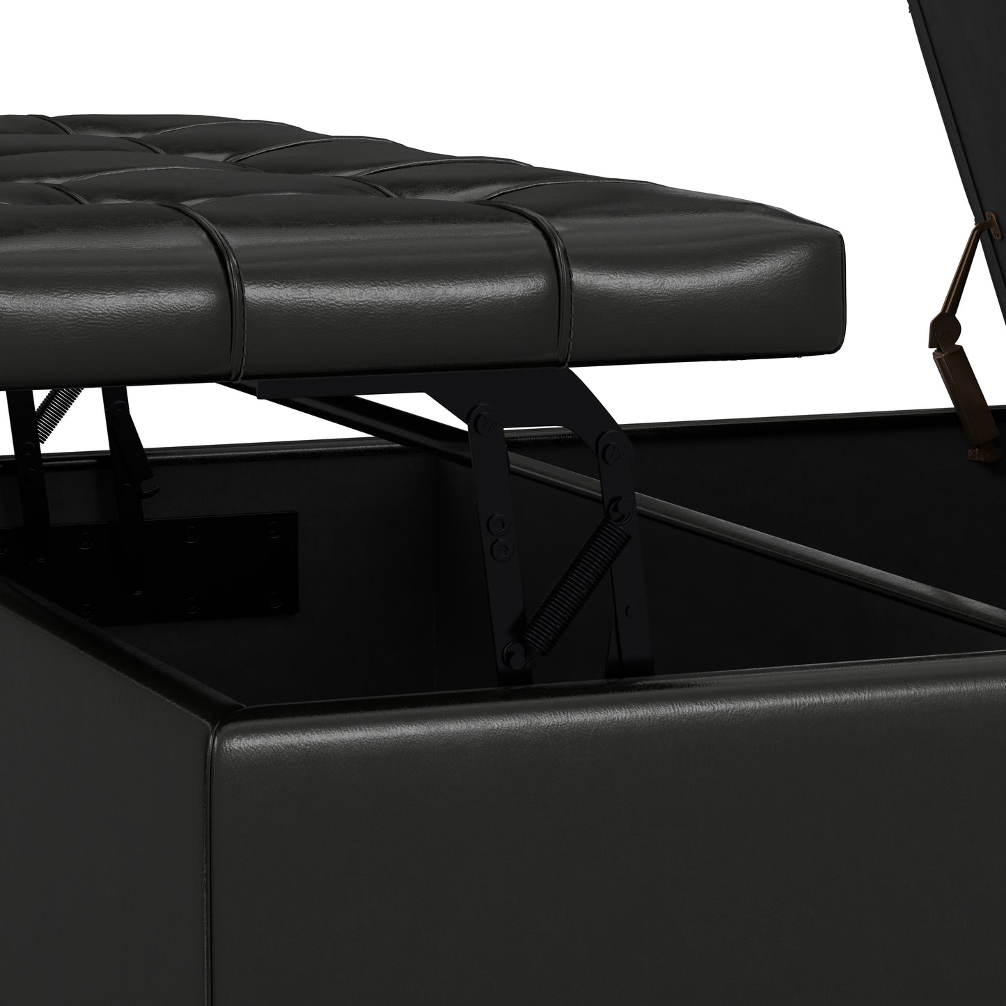 Midnight Black Vegan Leather | Harrison Large Square Coffee Table Storage Ottoman